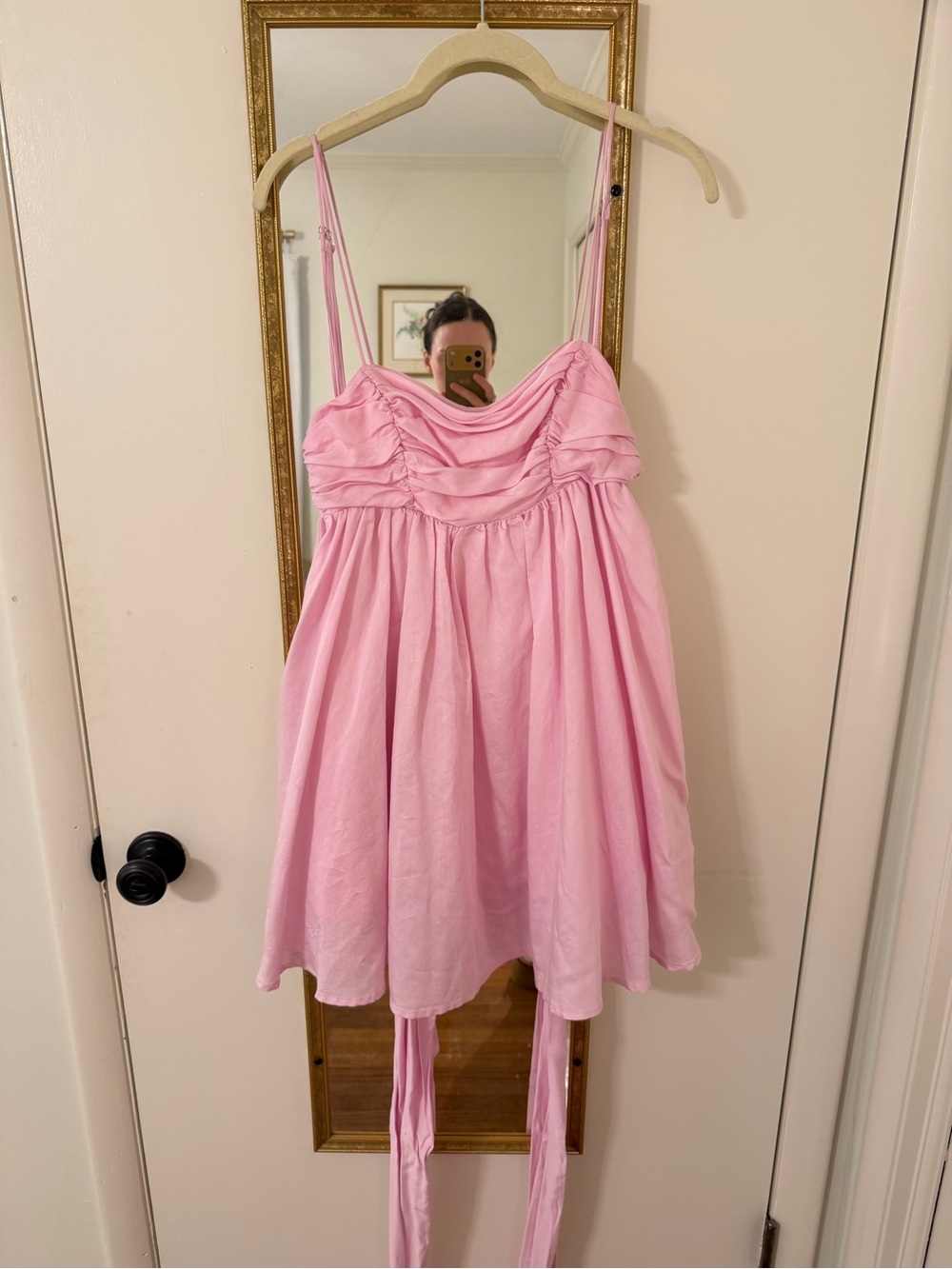 Hello Molly Pink Spaghetti-Strap Ruched Party Dress